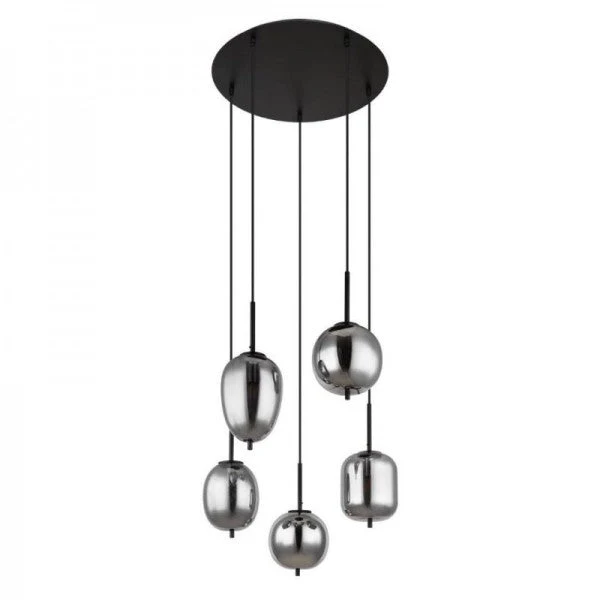 Blacky Pendant Light With Varied Glass Bowls By Euroselle