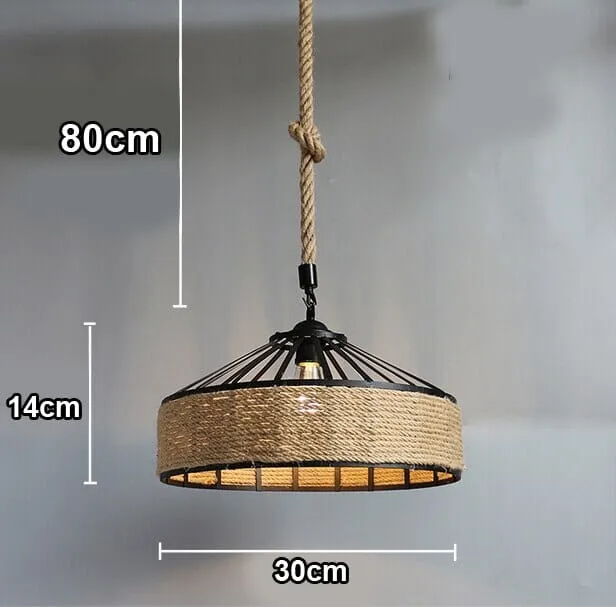 Euroselle Sisal Rope Pendant Light For Retro Bar Decor