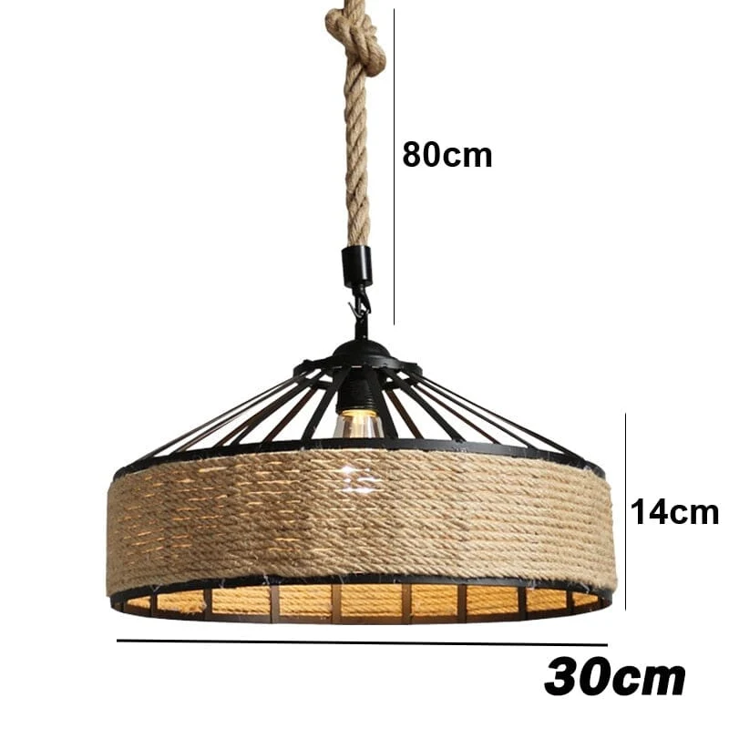 Euroselle Sisal Rope Pendant Light For Retro Bar Decor