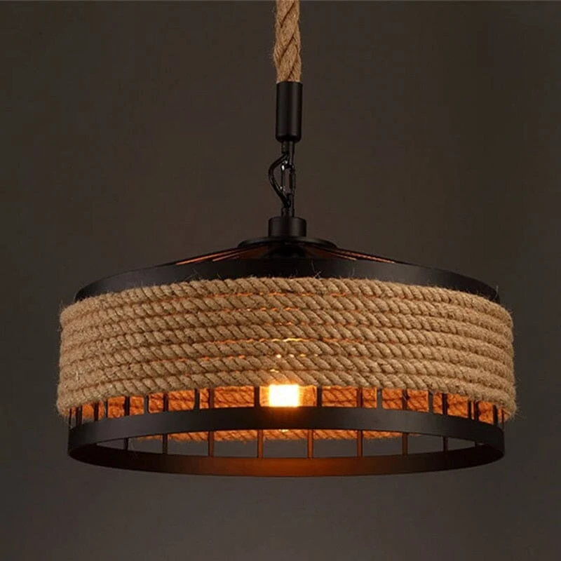 Euroselle Sisal Rope Pendant Light For Retro Bar Decor