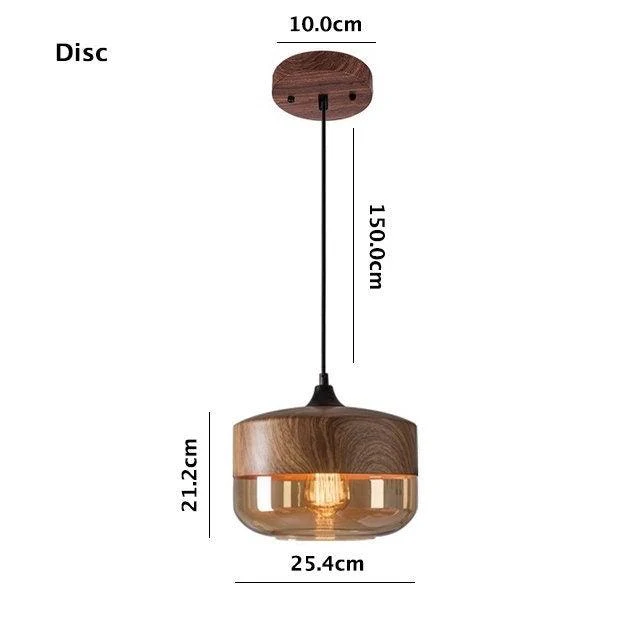 Nordic Woody Metal Pendant LED Light With Tea Colored Glass Shade Bulb Included Euroselle
