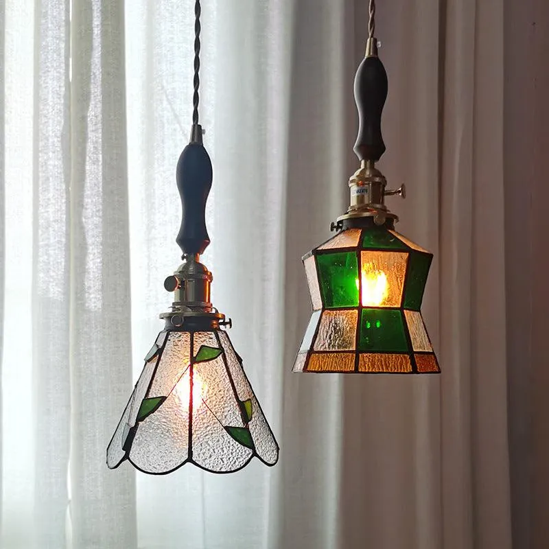 Euroselle Vintage Style Stained Glass Pendant LED Light Bulb Included
