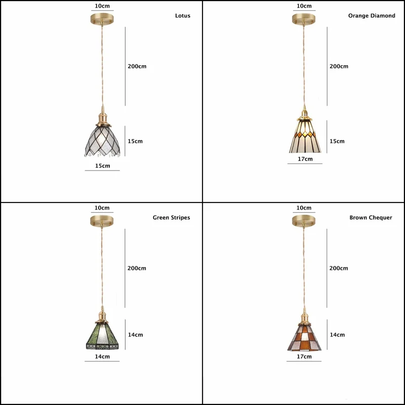 Euroselle Vintage Style Stained Glass Pendant LED Light Bulb Included