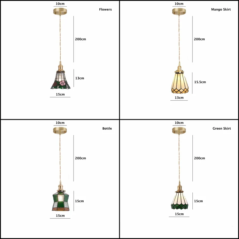 Euroselle Vintage Style Stained Glass Pendant LED Light Bulb Included