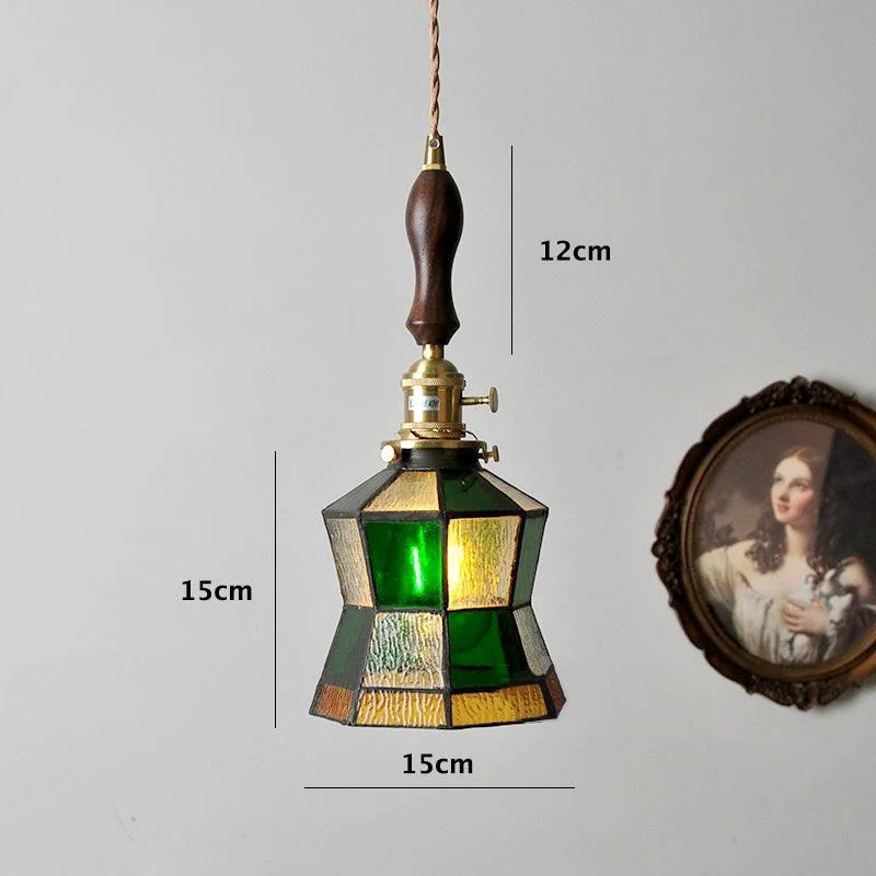 Euroselle Vintage Style Stained Glass Pendant LED Light Bulb Included