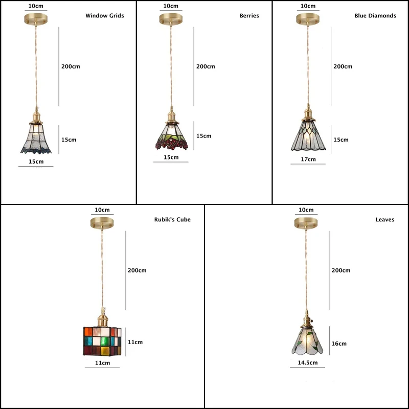 Euroselle Vintage Style Stained Glass Pendant LED Light Bulb Included