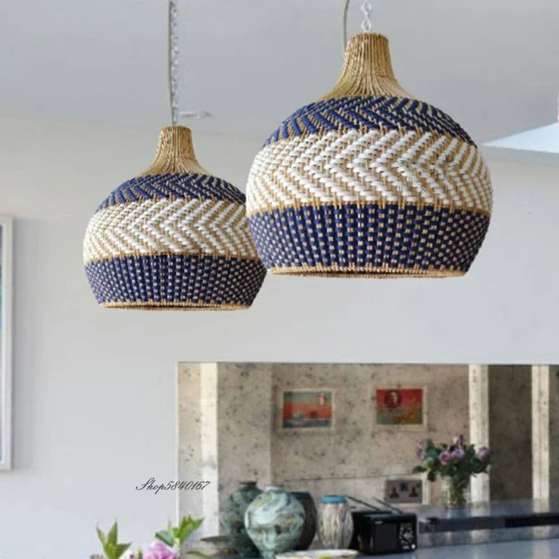 Euroselle Sofia Rattan Pendant With Classic Herringbone Pattern