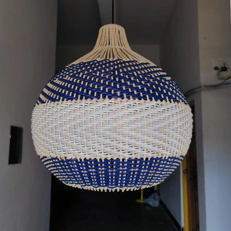 Euroselle Sofia Rattan Pendant With Classic Herringbone Pattern