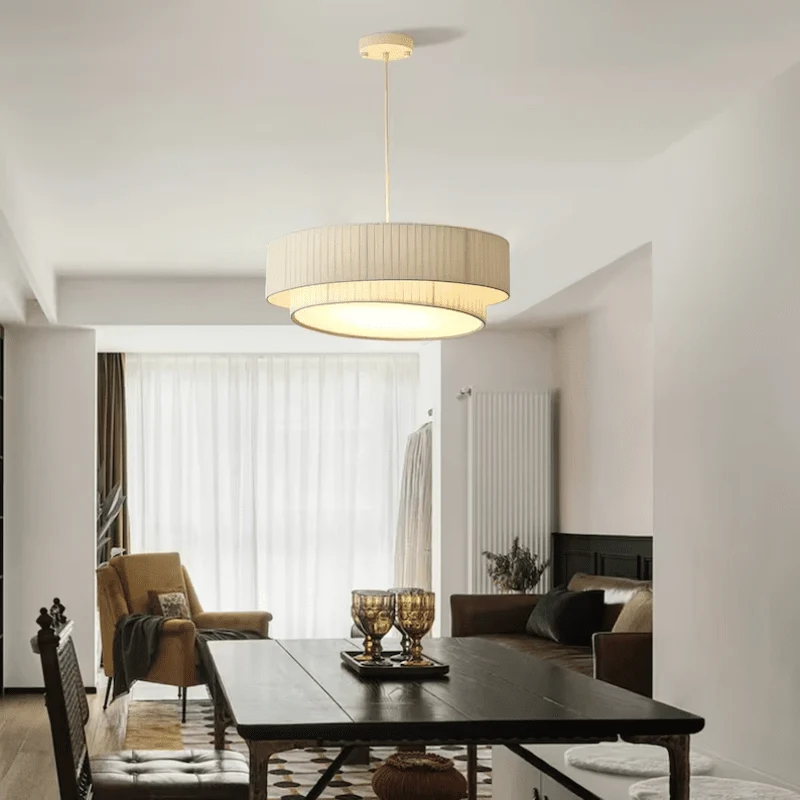 Euroselle Vrimlo Decorative Fabric Pendant Lamp With Pleated Shade