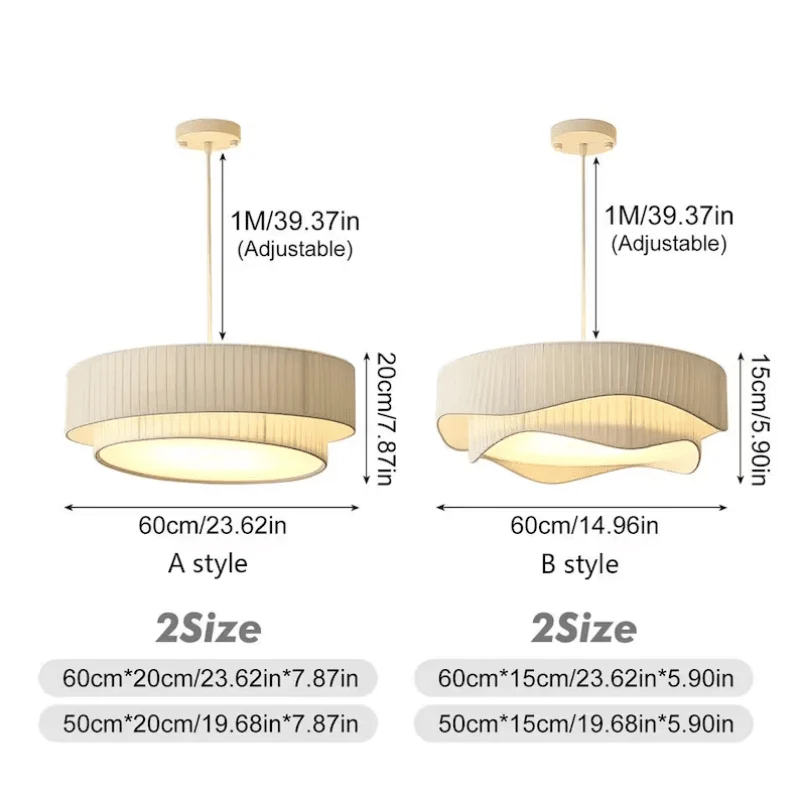 Euroselle Vrimlo Decorative Fabric Pendant Lamp With Pleated Shade