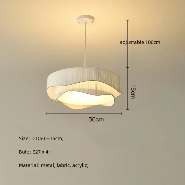 Euroselle Vrimlo Decorative Fabric Pendant Lamp With Pleated Shade