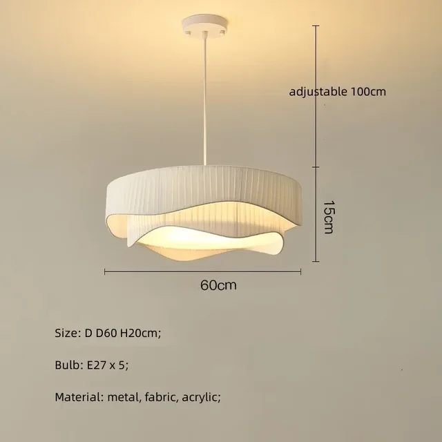 Euroselle Vrimlo Decorative Fabric Pendant Lamp With Pleated Shade