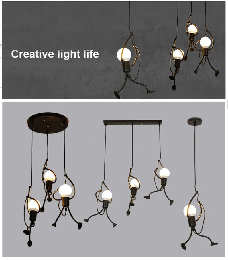 Euroselle Little Climbing Man Pendant Light Metal Hanging Fixture