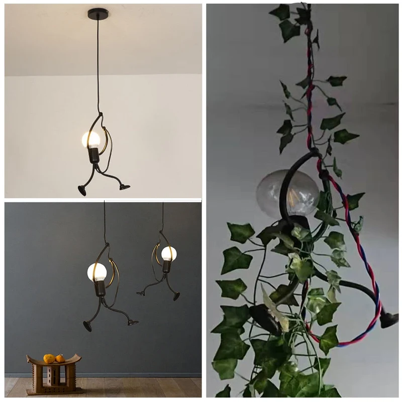 Euroselle Little Climbing Man Pendant Light Metal Hanging Fixture