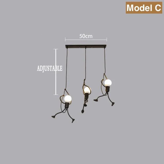 Euroselle Little Climbing Man Pendant Light Metal Hanging Fixture