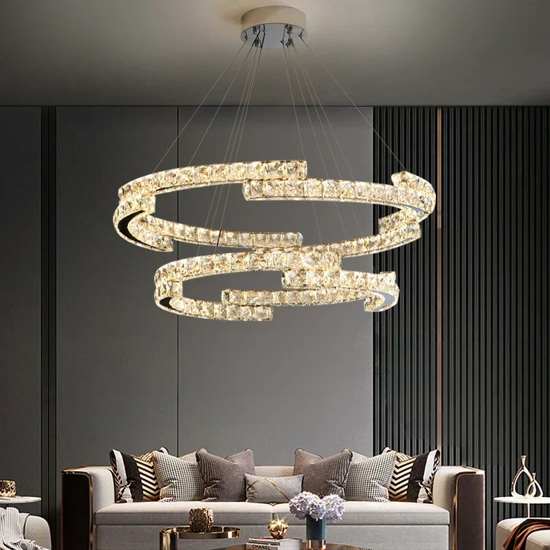 Regent Pendant By Euroselle Gold Toned Stainless Steel Crystal Ceiling Chandelier