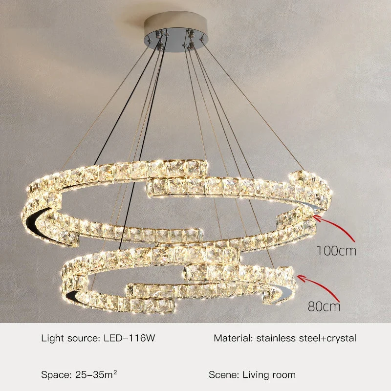Regent Pendant By Euroselle Gold Toned Stainless Steel Crystal Ceiling Chandelier