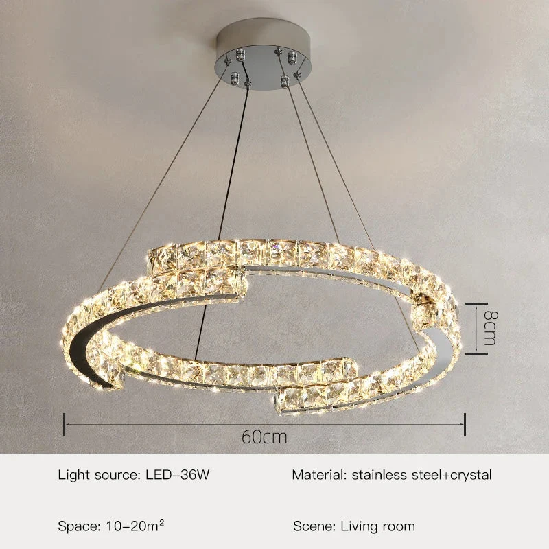 Regent Pendant By Euroselle Gold Toned Stainless Steel Crystal Ceiling Chandelier