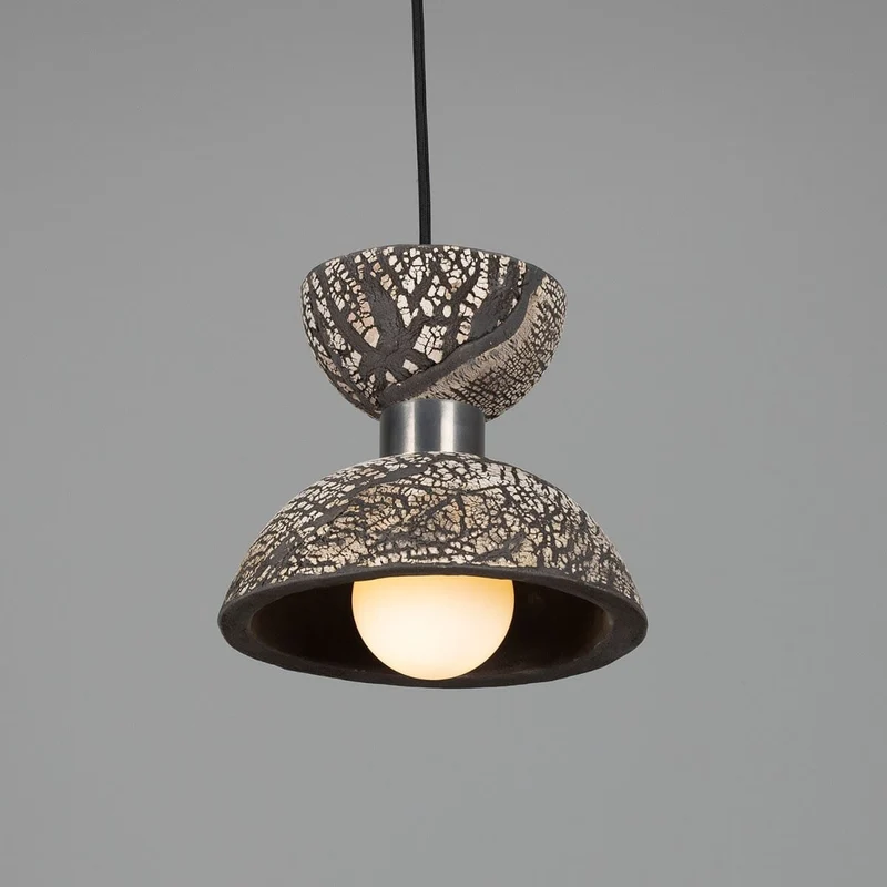 Nakaii Organic Ceramic Pendant Light 20cm Black Clay