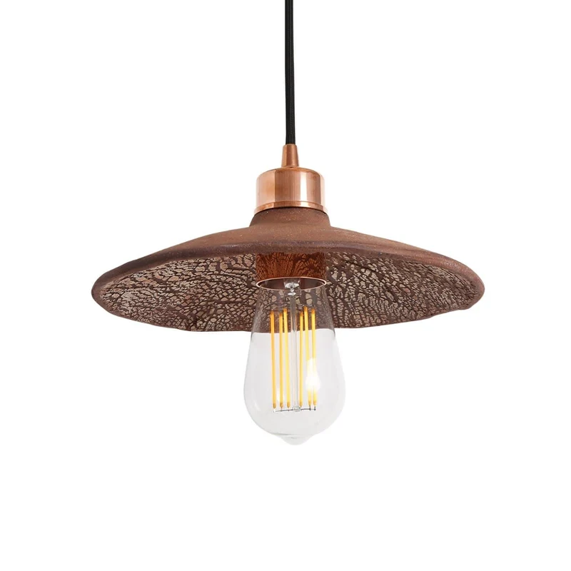 Mullan Pyrus Organic Ceramic Pendant Light 28cm Red Iron