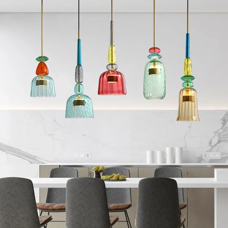 Euroselle UrbanSimplicity Pendant Lights With Colored Glass
