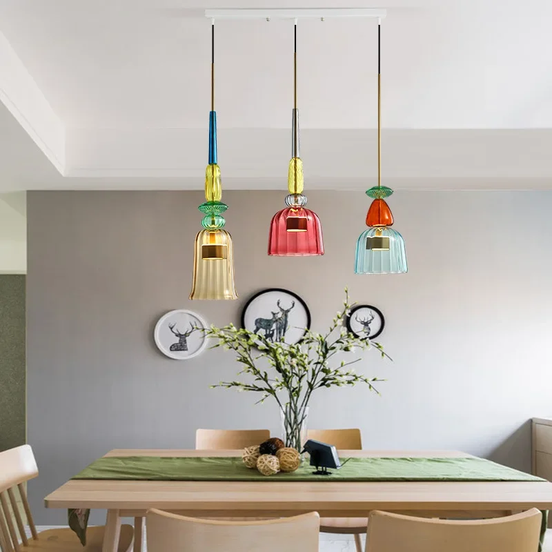 Euroselle UrbanSimplicity Pendant Lights With Colored Glass