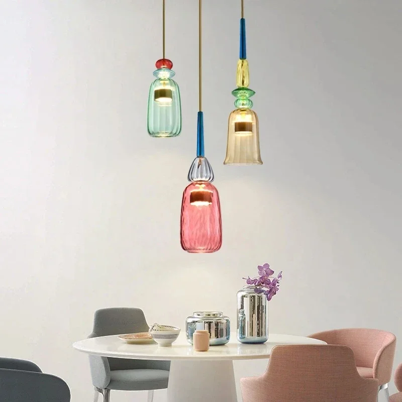 Euroselle UrbanSimplicity Pendant Lights With Colored Glass