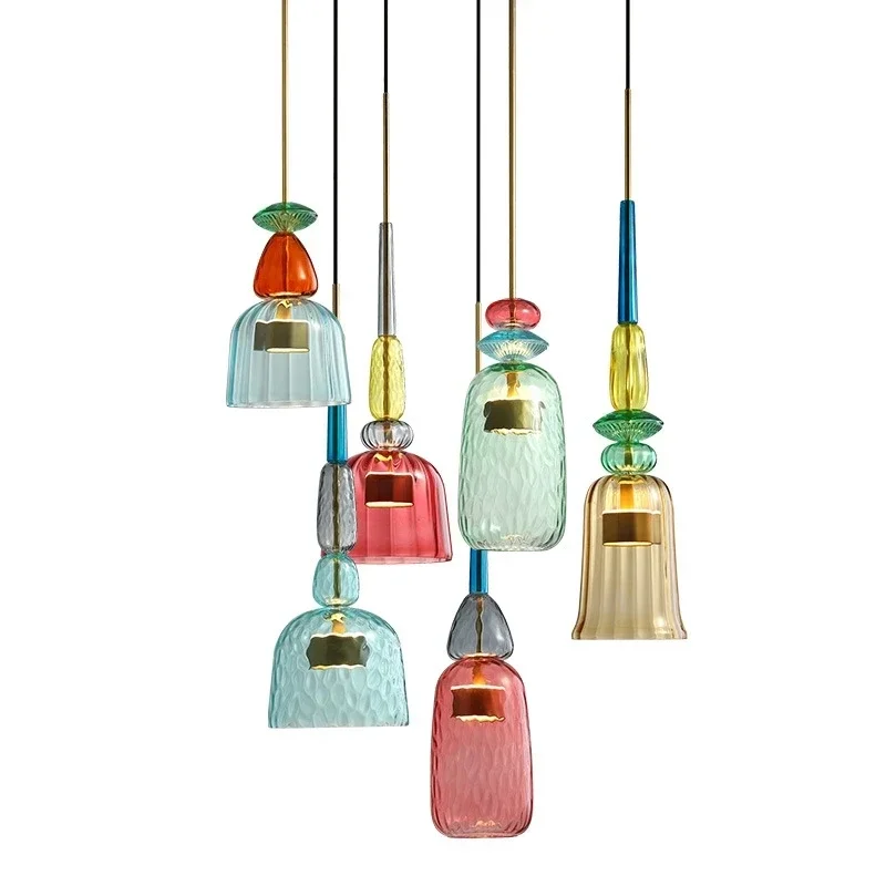 Euroselle UrbanSimplicity Pendant Lights With Colored Glass