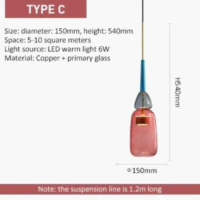 Euroselle UrbanSimplicity Pendant Lights With Colored Glass