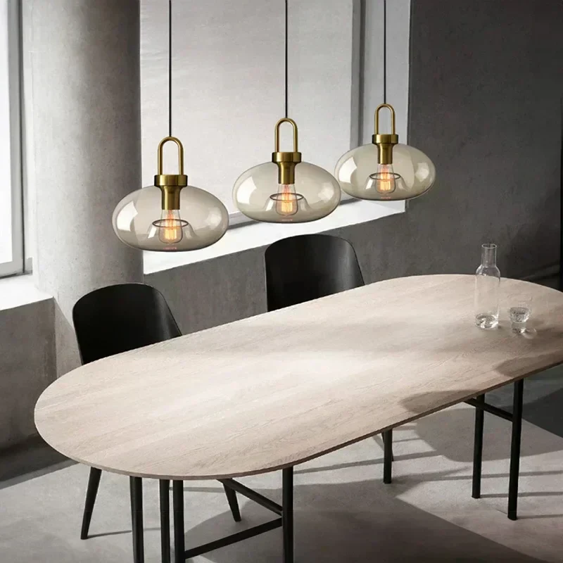 Euroselle Modern Smoke Glass Pendant Light Fixture