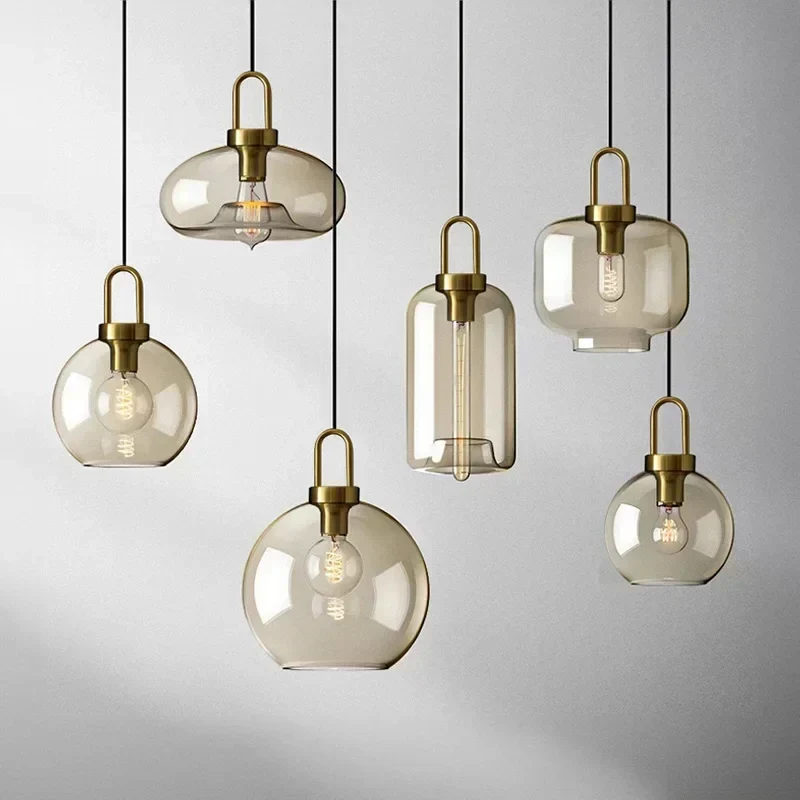Euroselle Modern Smoke Glass Pendant Light Fixture