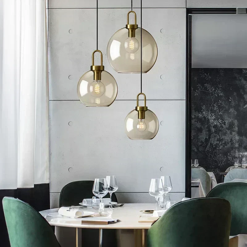 Euroselle Modern Smoke Glass Pendant Light Fixture
