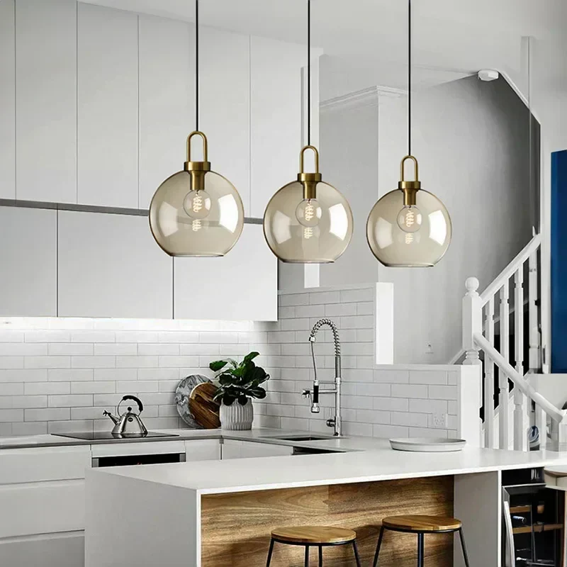 Euroselle Modern Smoke Glass Pendant Light Fixture