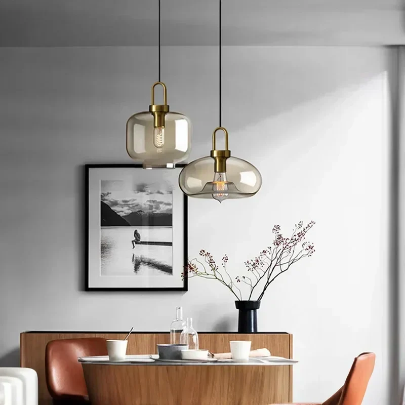 Euroselle Modern Smoke Glass Pendant Light Fixture