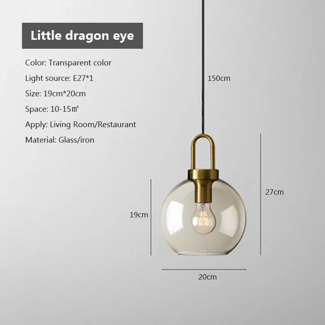 Euroselle Modern Smoke Glass Pendant Light Fixture