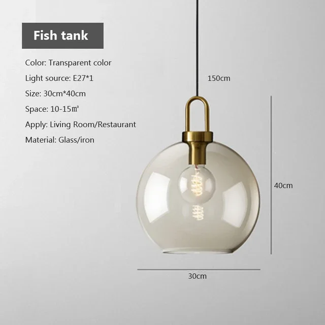 Euroselle Modern Smoke Glass Pendant Light Fixture