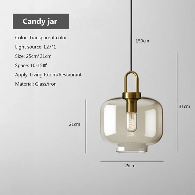 Euroselle Modern Smoke Glass Pendant Light Fixture