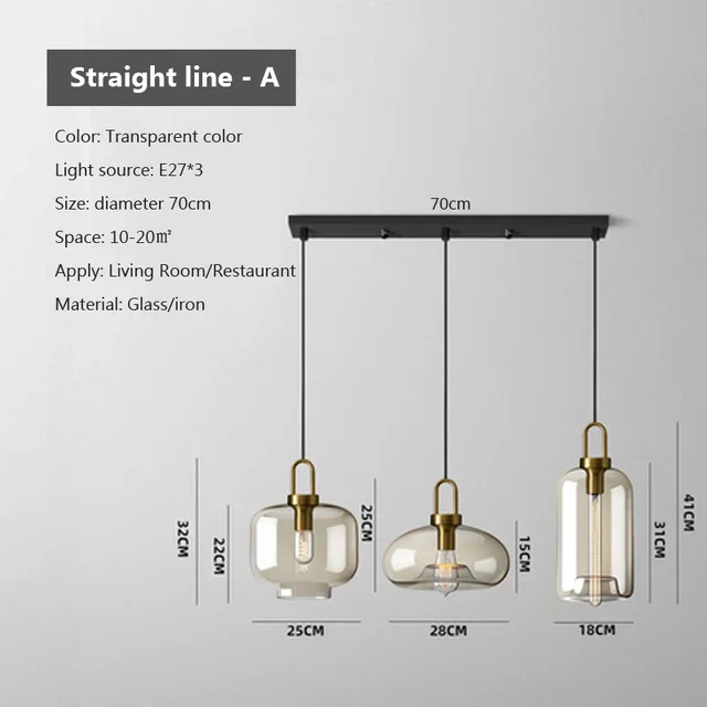 Euroselle Modern Smoke Glass Pendant Light Fixture