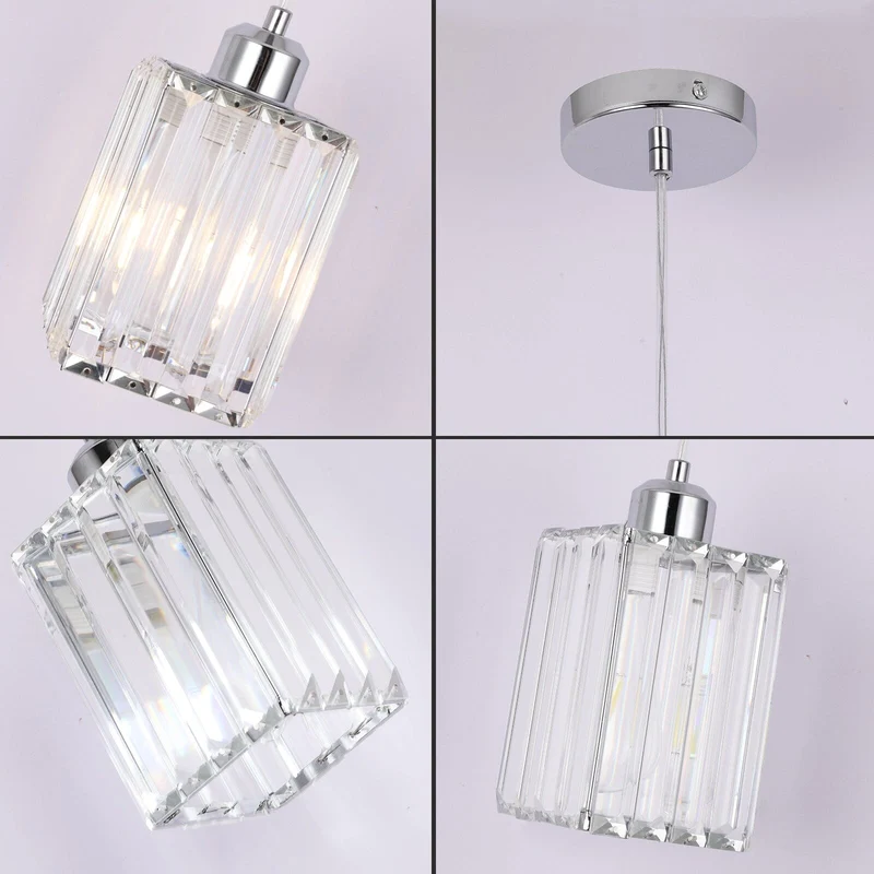 Euroselle Modern Crystal Glass Pendant Light Fixture