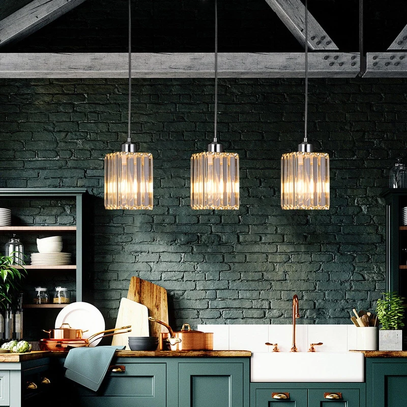Euroselle Modern Crystal Glass Pendant Light Fixture
