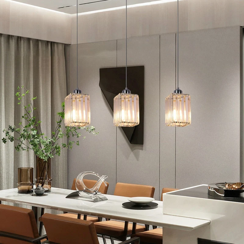 Euroselle Modern Crystal Glass Pendant Light Fixture