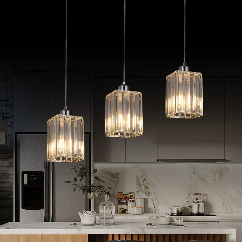 Euroselle Modern Crystal Glass Pendant Light Fixture