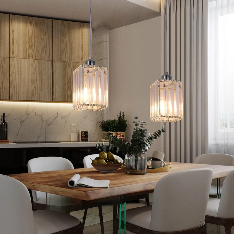 Euroselle Modern Crystal Glass Pendant Light Fixture