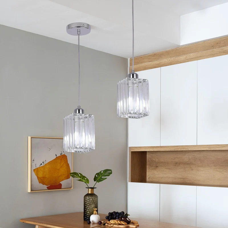Euroselle Modern Crystal Glass Pendant Light Fixture