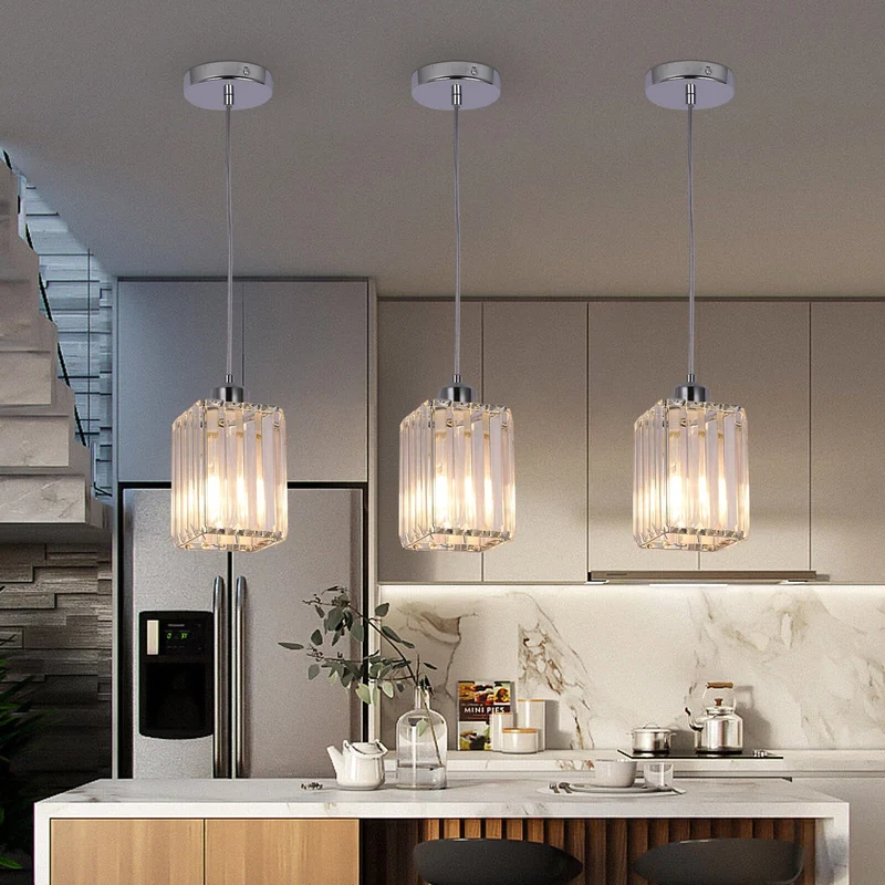 Euroselle Modern Crystal Glass Pendant Light Fixture