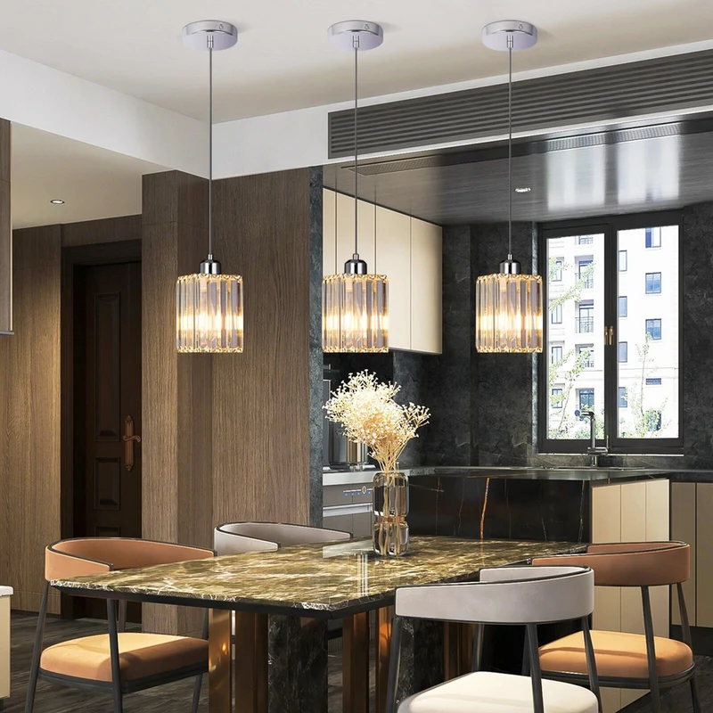 Euroselle Modern Crystal Glass Pendant Light Fixture