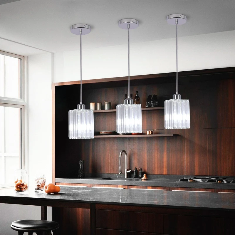 Euroselle Modern Crystal Glass Pendant Light Fixture