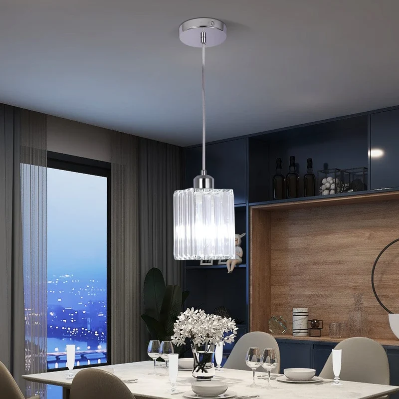 Euroselle Modern Crystal Glass Pendant Light Fixture