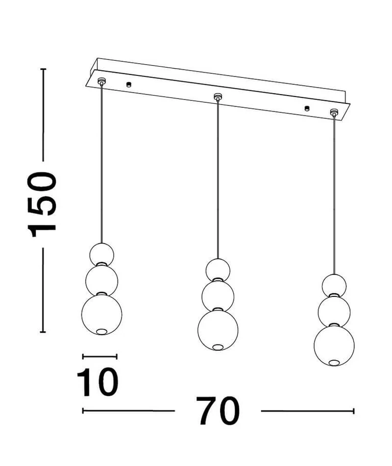 Perla LED Pendelleuchte Balken 70cm 9-flammig 3000K Gold
