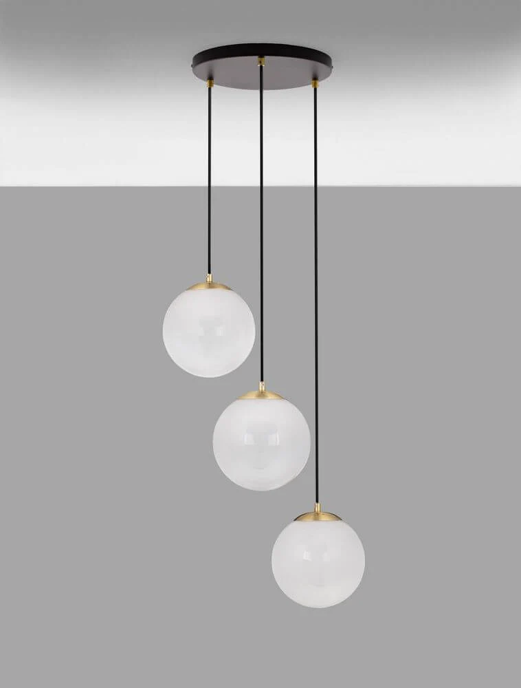 Vita Pendelleuchte 3-flammig Ø 30cm Gold, Schwarz, Weiß